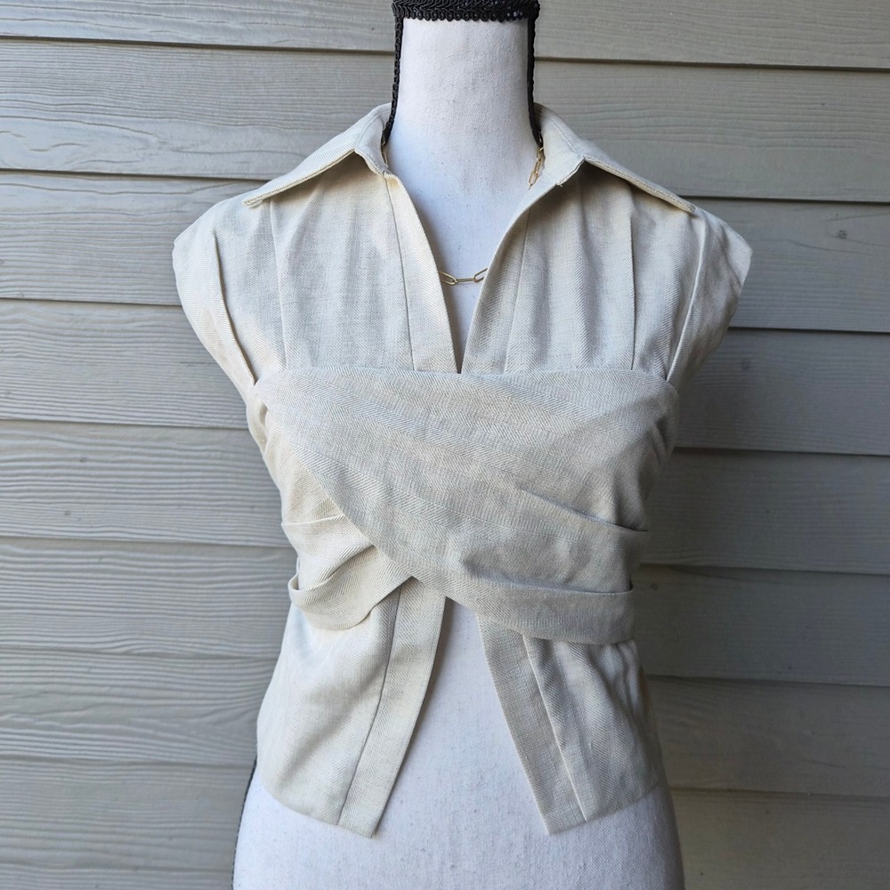 Commense Linen Crop Top Women Small Quiet Luxury Minimalist Old Money Clean Girl
